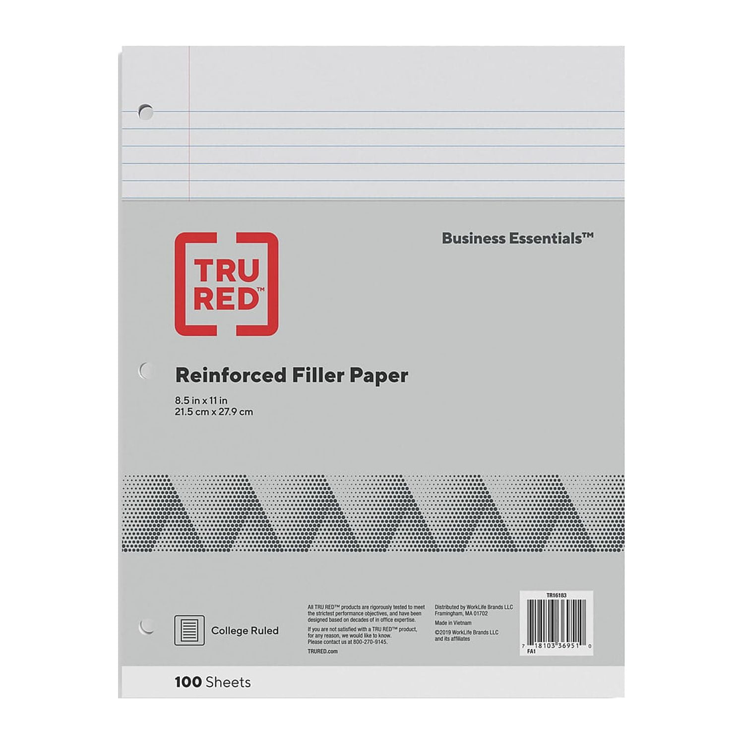 Staples Reinforced Filler Paper College Ruled 81/2" x 11" 12 pack