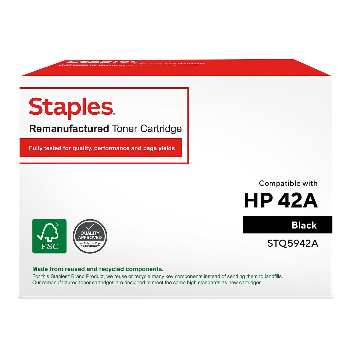Staples Remanufactured Toner Cartridge Replacement for HP 42A (Black) 791250
