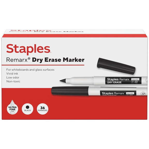 Staples Remarx Dry Erase Marker Ultra Fine Tip Black 36/Pack (ST62956)