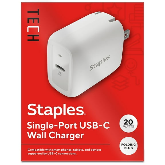 Staples TECH USB-C Wall Charger 20W White (ST62322)