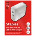 thumbnail image 1 of Staples TECH GaN USB-A/USB-C Wall Charger 37W White (ST62324-CC), 1 of 8