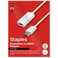 thumbnail image 1 of Staples TECH DisplayPort to HDMI Audio/Video Adapter Male to Female White (ST62362), 1 of 2