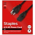 thumbnail image 1 of Staples TECH 6 ft. AC Power Cord Male to Male Black (ST62398), 1 of 6