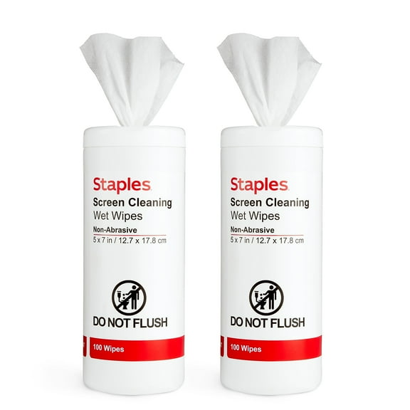 Staples Screen Cleaning Wipes 100/Tub 2 /Pack (ST61848)