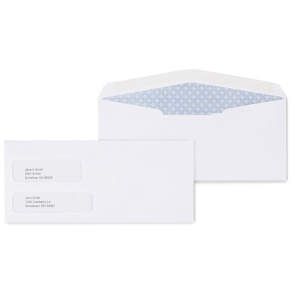 Staples Security Tinted #10 Double Window Envelopes 4 1/8" x 9 1/2" White 500/Box (ST20137)