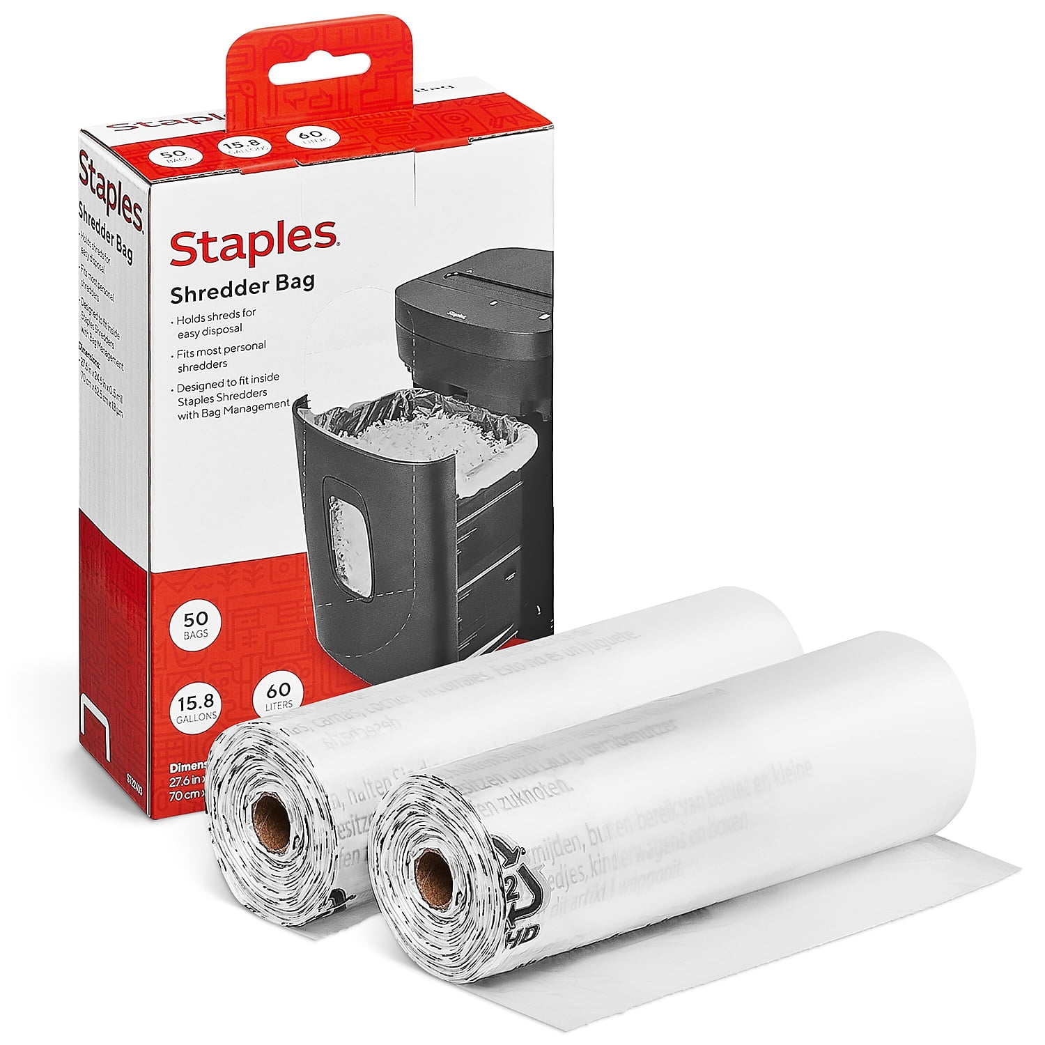 TRU RED Staples Shredder Bags 15.8 Gal. 50/Box (22403)