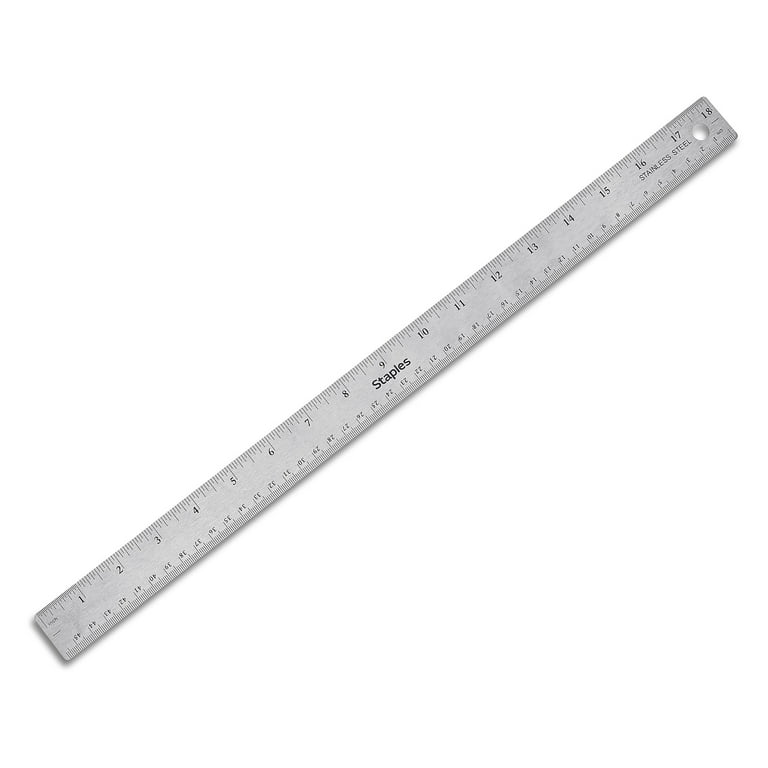 Staples Stainless Steel Ruler with Non Slip Cork Base 18 inch (51899) 51899-cc, Gray