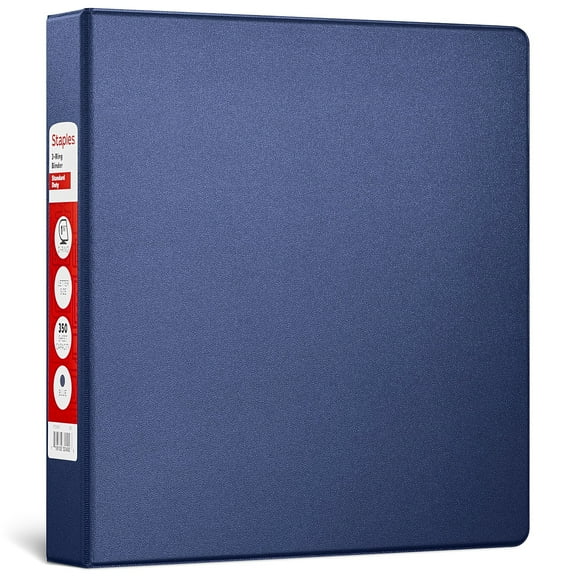 Staples Standard 1 1/2" 3-Ring Non-View Binder Blue (26413-CC) 55361/26413
