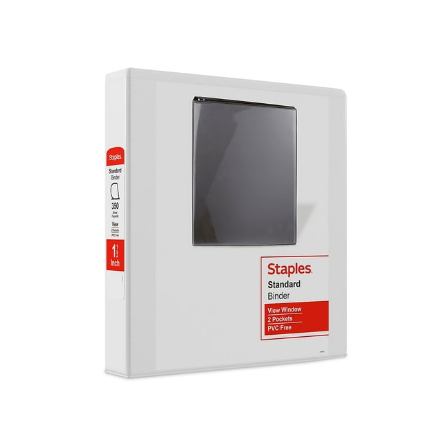 Staples Standard 1 1/2" 3Ring View Binder White (26438CC) 55409/26438