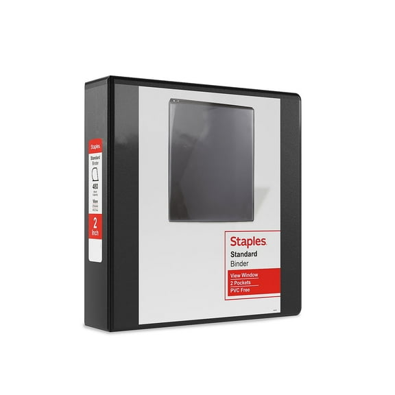 Staples Standard 2" 3-Ring View Binder Black (26443-CC) 82647