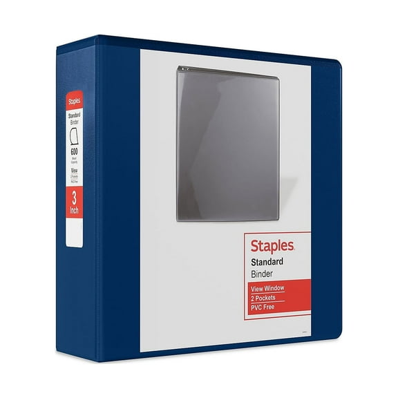 Staples Standard 3" 3-Ring View Binder Blue (26451-CC) 82640