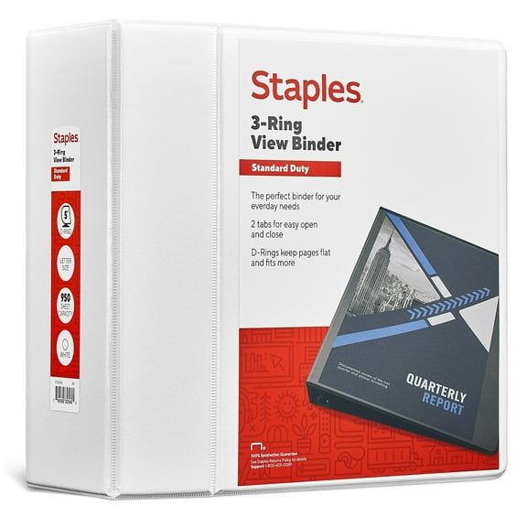 Staples Standard 5-Inch D 3-Ring View Binder White (26360-CC) 976179