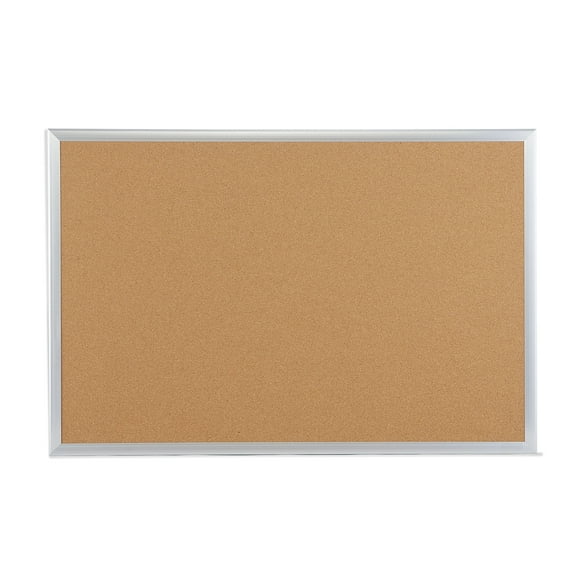 Staples Standard Cork Bulletin Board Aluminum Finish Frame 3'W x 2'H 1682311