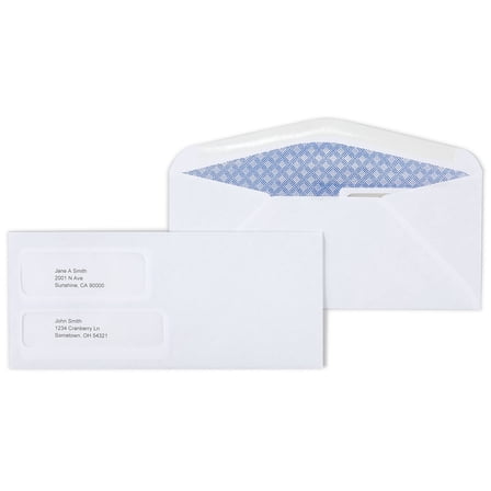 Staples Standard Invoice Dbl Window Security-Tint Gummed #9 Envelopes 500/BX 266759