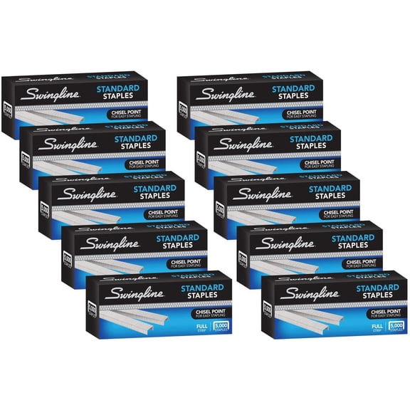 Staples, Standard Staples for Desktop Staplers, 1/4" Length, 210/Strip, 5000/Box, 10 Pack (35111)