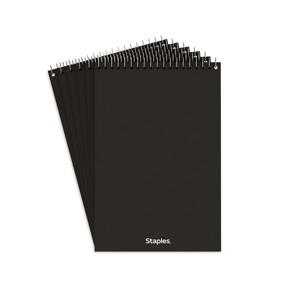Staples Steno Pads 6" x 9" Quad Assorted Color Covers 80 Sh./Pad 6 Pads/PK TR57352/18587