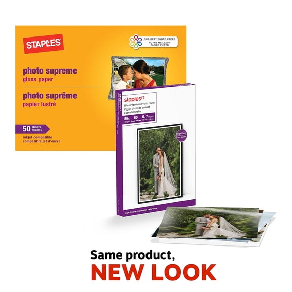 Staples Supreme Glossy Photo Paper 5"W x 7"L 100/Carton ST19892VS