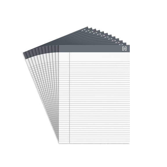 Staples TRU RED Notepads 8.5" x 11.75" Narrow Ruled White 50 Sheets/Pad 12 Pads/Pack (TR57369)