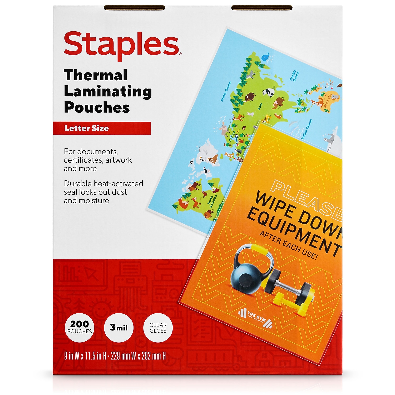 Staples 3 mil Thermal Laminating Pouches for Paper, Letter Size