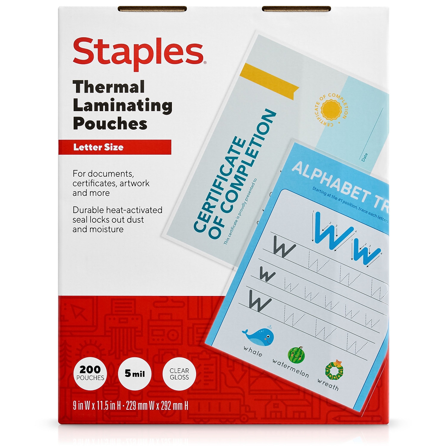 Staples Thermal Laminating Pouches Letter Size 5 Mil 200/Pack (ST61983-CC)