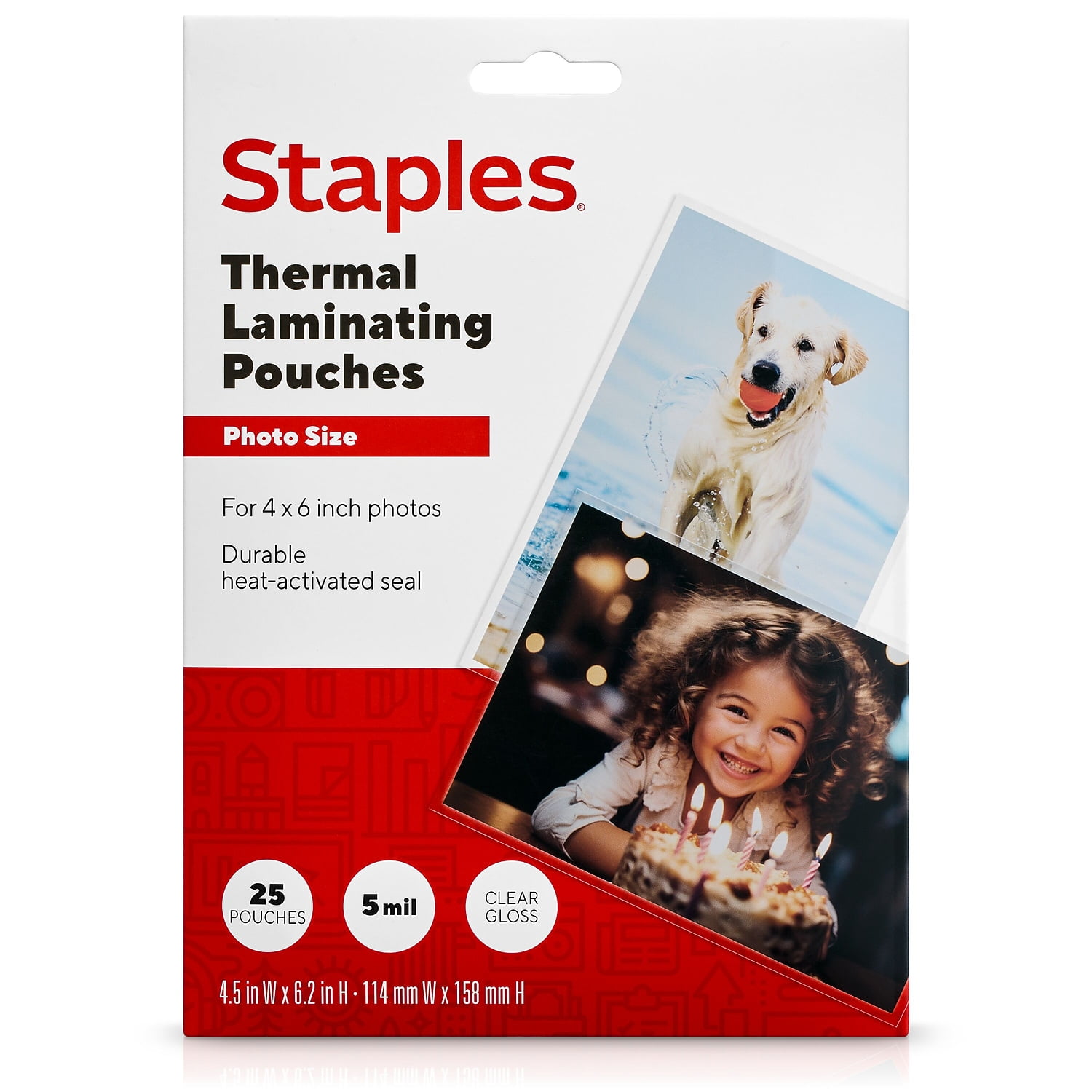 Staples Thermal Laminating Pouches Photo 5 Mil 25/Pack (5201004