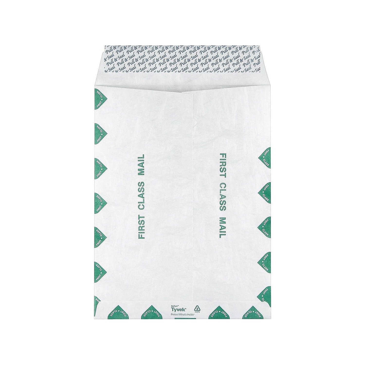 Staples Tyvek EasyClose Catalog Envelopes 9"L x 12"H White with Green Diamond Border 100/Box