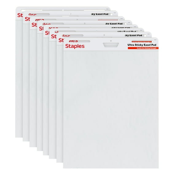 Staples Ultra Sticky Easel Pad 25" x 30" 30 Sheets/Pad 8 Pads/Pack (ST62838)