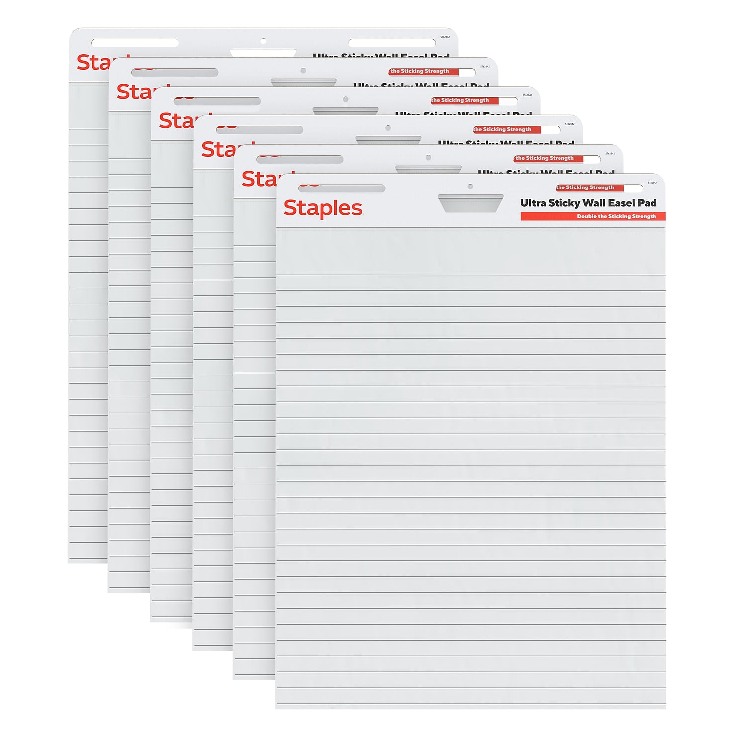 Staples Ultra Sticky Wall Easel Pad 25" x 30" Lined 30 Sheets/Pad 6 Pads/Pack (ST62842)