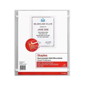 Staples Wall-Mountable Standard Weight Sheet Protectors Letter Size Diamond