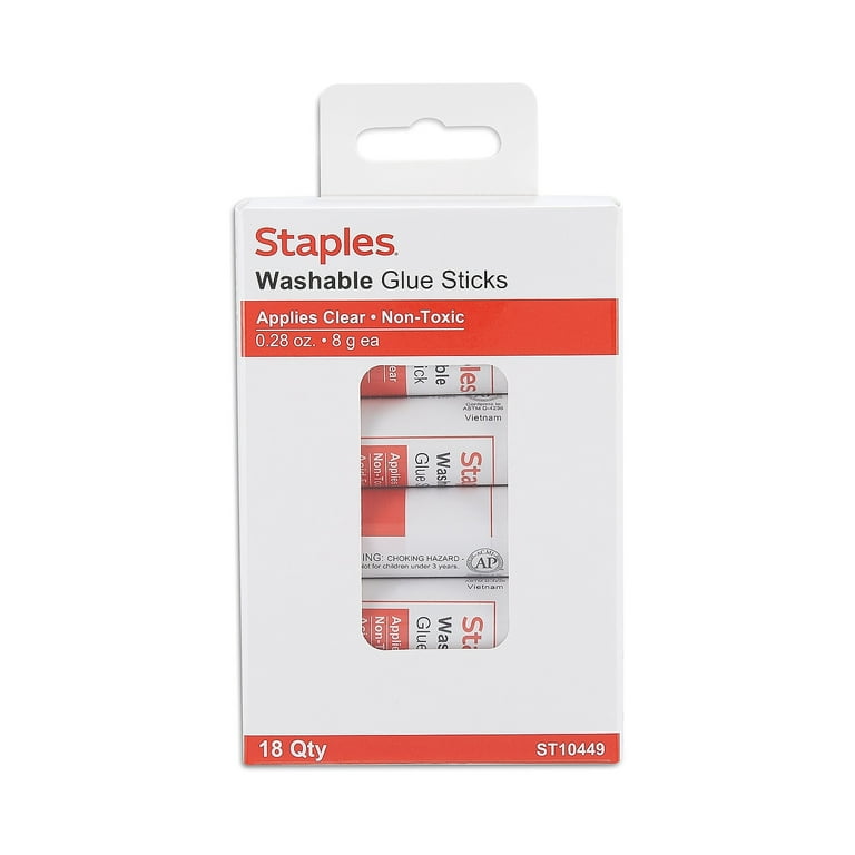 Staples Glue Sticks, Clear - 18 pack, 0.26 oz each