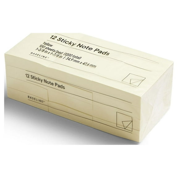 Staples Yellow Sticky Notes 1.5" x 2" 12/Pack BL58462-CC