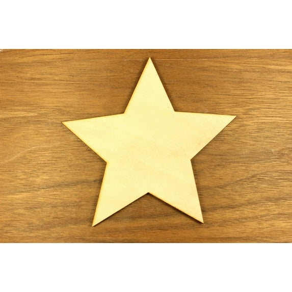 Star 1/8 x 1 3/4 PKG 25 laser cut wooden Stars by Woodnshop