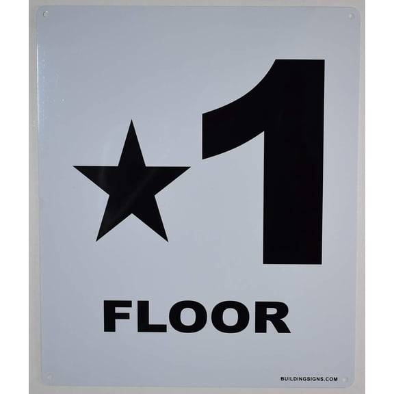 Star 1 Floor Number Sign (White, Rust Free Aluminium 10X12)-Grand Canyon Line(ref-2022-4)