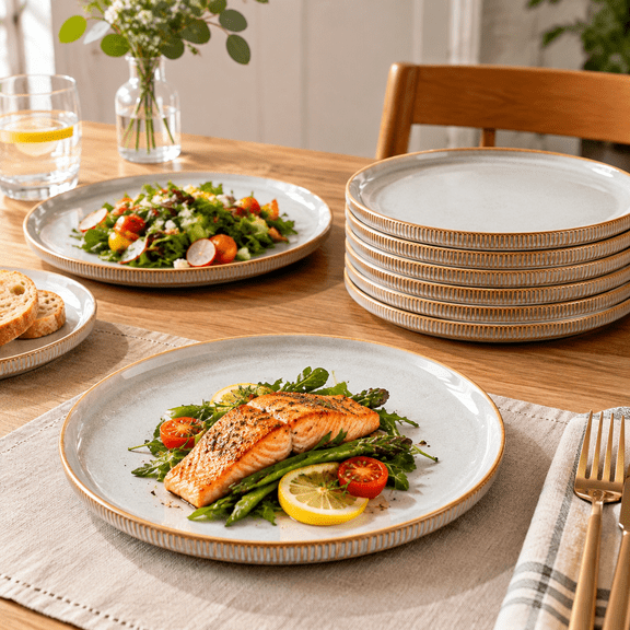 Star 10/8 inches Dinner Plates Set for 6, Cappuccino White