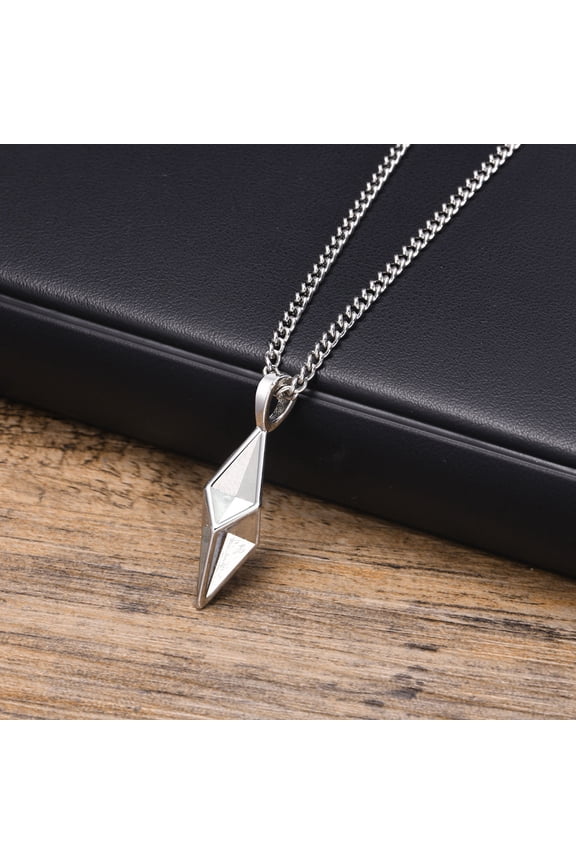 Star 4-Pointed Necklaces for Men, 14K White Gold Geometric Pendant Collar Valentine's Father's Day Birthday Gifts to Dad