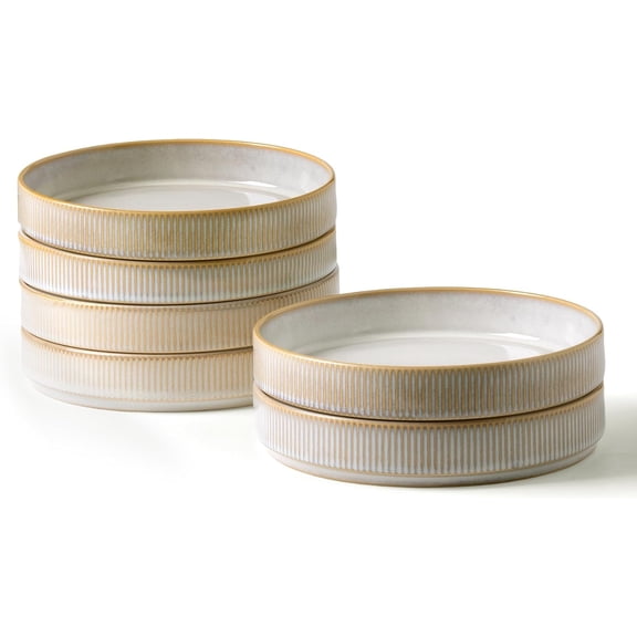 Star 7.5" Pasta Bowls Set of 6, Plate Bowls, Cappuccino White