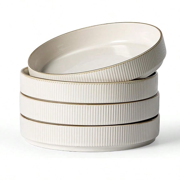 Star 8.25 Pasta Bowls Large Dinner Bowls Set Of 4 Salad Bowl Plates Shallow Bowls For Eating White