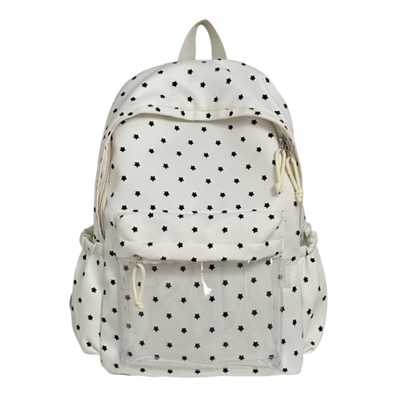 Star Accent Backpack 16.54" Polyester Laptop Sleeve 15.6" Large Capacity (Ivory)