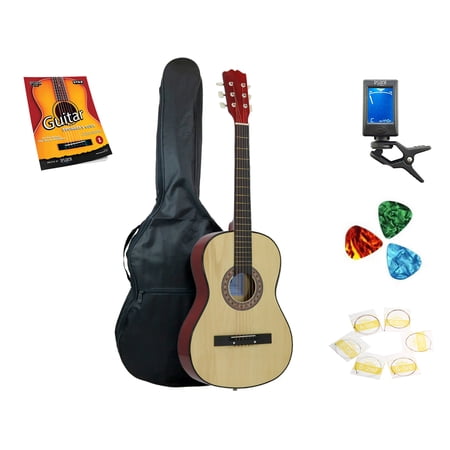 Star Acoustic Guitar 38 Inch with Bag, Tuner, Strings, Picks and Beginner's Guide, Natural