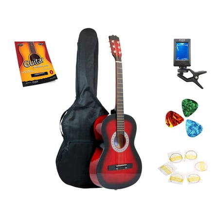 Star Acoustic Guitar 38 Inch with Bag, Tuner, Strings, Picks and Beginner's Guide, Redburst