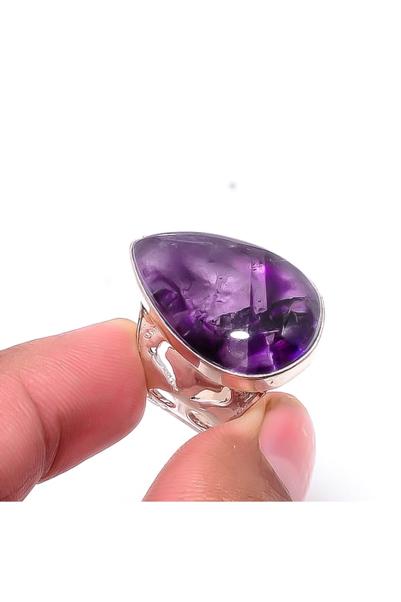 Star Amethyst - Brazil Gemstone 925 Sterling Silver Handmade Ring S.7 R1