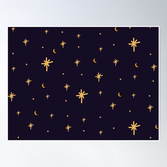 Star And Moon Light Poster Wall Art, Modern Wall Decor, 16x24 UNFRAMED