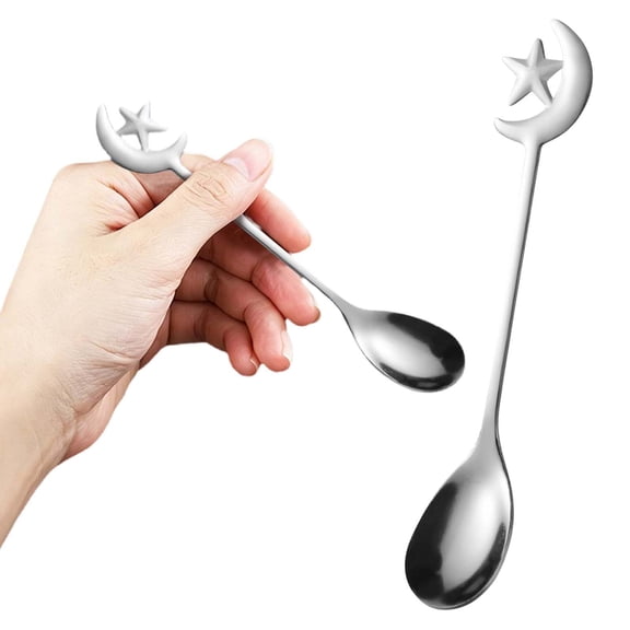 Star And Moon Stainless Fork And Spoon Set Dessert Fork And Spoon Household Coffee Stirring Spoon Fork,Ceramic Tableware