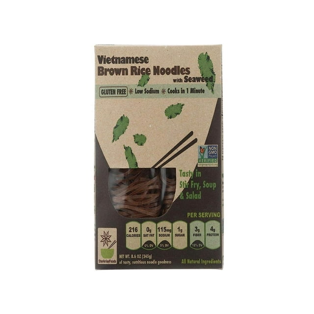 Star Anise Foods Vietnamese Brown Rice Noodles with Seaweed 8.6 oz