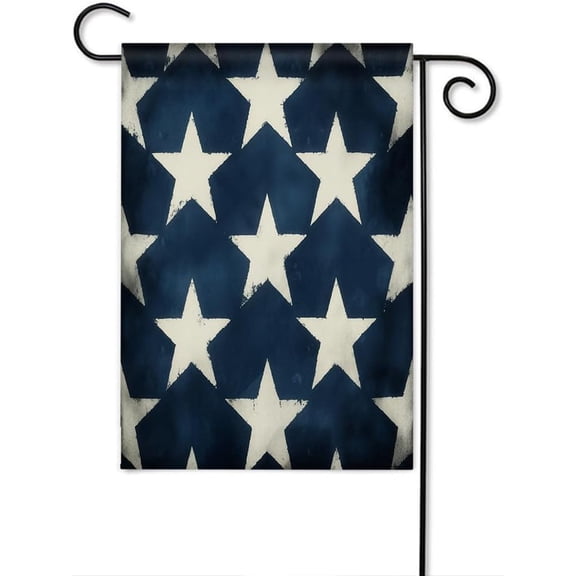 Star Antique American Stars Patriotic Memorial Day Garden Flag 12 x 18 Inch Double Sided Burlap Outdoor Decor