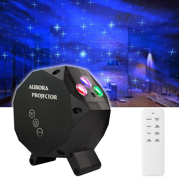 Star Aurora Laser Green and RGB LED Night Lights Decorative Projector with Bluetooth Speaker and Remote Control -Dark Gray