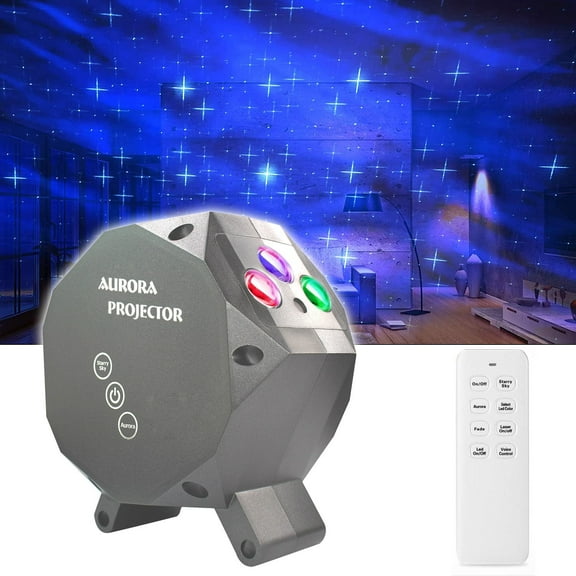 Star Aurora Laser Green and RGB LED Night Lights Decorative Projector with Bluetooth Speaker and Remote Control-Silver