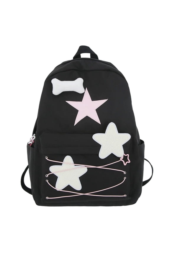 Star Baby Anime Printed Back Support Backpack For Primary And Secondary School Students Peripheral Schoolbag (Black)