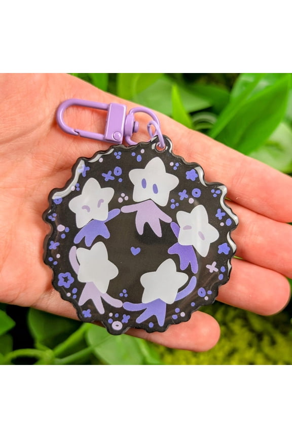 Star Baby Circle Acrylic Keychain Cute Kawaii Celestial Character Bag Charm