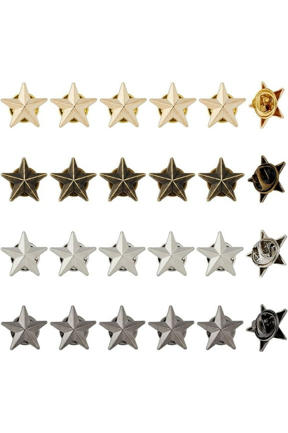 Star Badge Lapel Pin Alloy Veterans Day Star Pins Bulk 5-Point Star Badges Military Award Pins Golden July Memorial Day Stars Brooches DIY